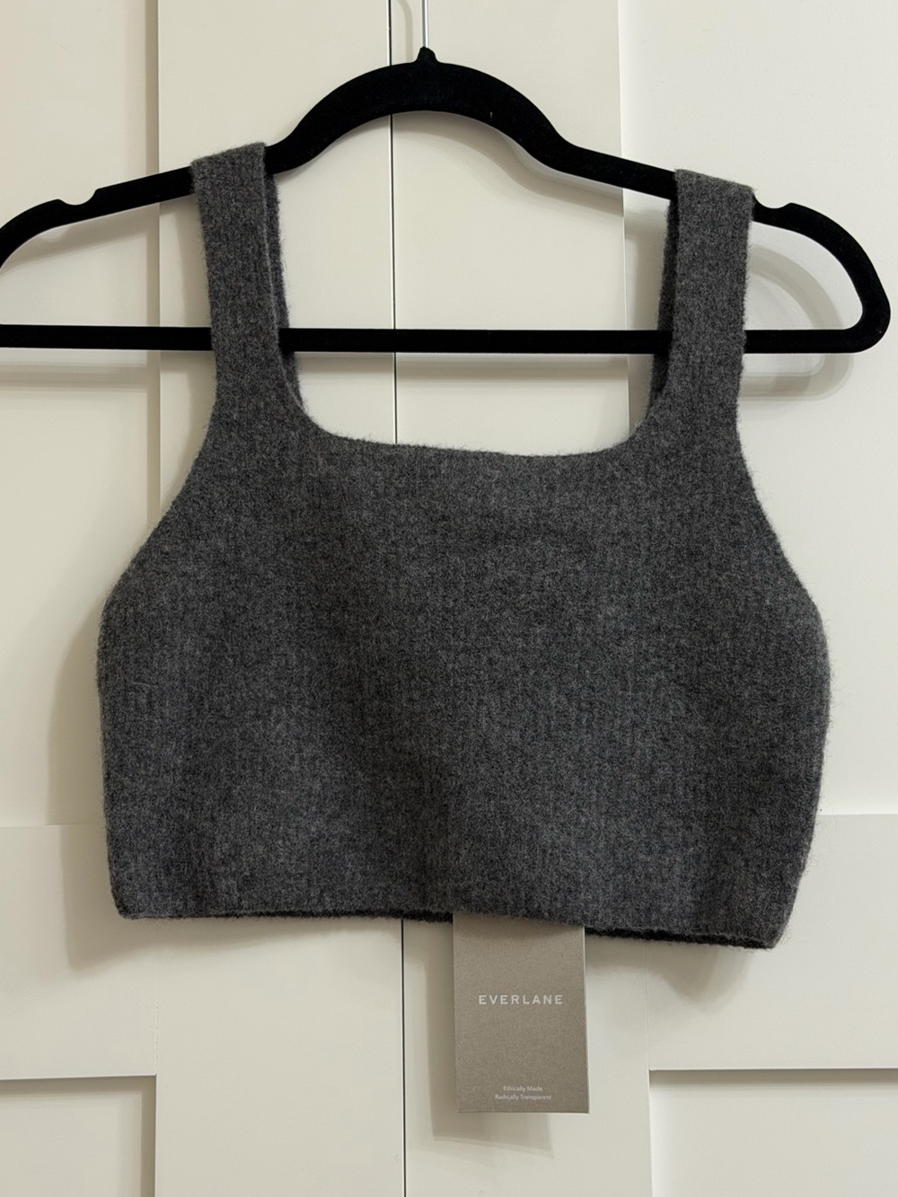 Everlane The Cozy-Stretch Tank in Heathered Charcoal, size medium